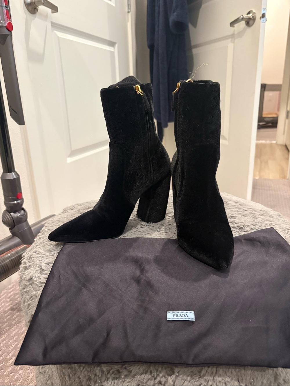 Prada Velvet Pointed Toe Boots - Picture 10 of 13